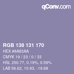 Código de color: RGB 138 131 170 | qconv.com