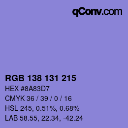 Color code: RGB 138 131 215 | qconv.com