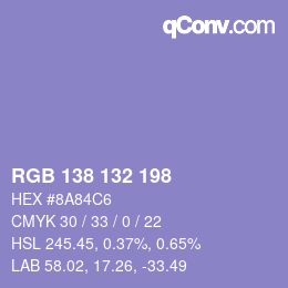 Farbcode: RGB 138 132 198 | qconv.com
