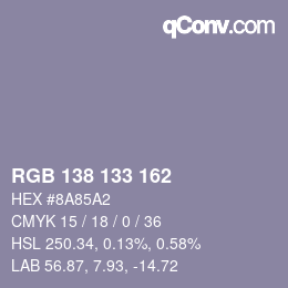 Farbcode: RGB 138 133 162 | qconv.com