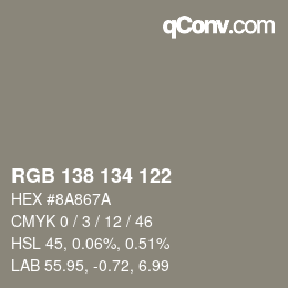 Color code: RGB 138 134 122 | qconv.com