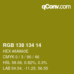 Color code: RGB 138 134 14 | qconv.com