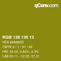 Color code: RGB 138 136 13 | qconv.com