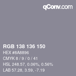 Código de color: RGB 138 136 150 | qconv.com