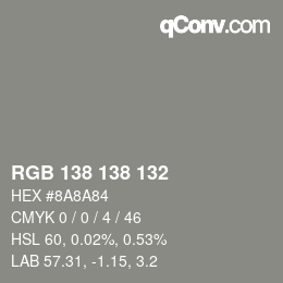 颜色代码: RGB 138 138 132 | qconv.com