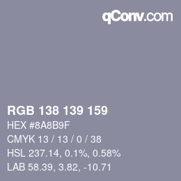 颜色代码: RGB 138 139 159 | qconv.com