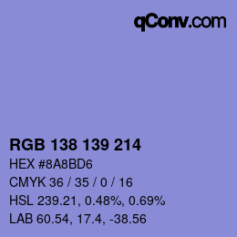 颜色代码: RGB 138 139 214 | qconv.com