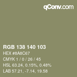 Color code: RGB 138 140 103 | qconv.com