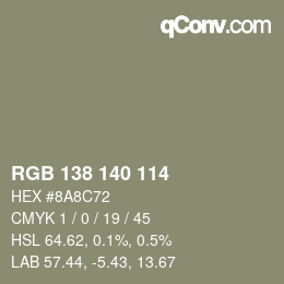 Color code: RGB 138 140 114 | qconv.com