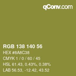 颜色代码: RGB 138 140 56 | qconv.com