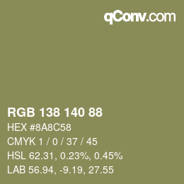 颜色代码: RGB 138 140 88 | qconv.com