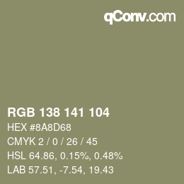 Código de color: RGB 138 141 104 | qconv.com