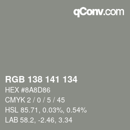 Color code: RGB 138 141 134 | qconv.com