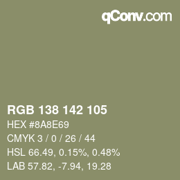 Color code: RGB 138 142 105 | qconv.com