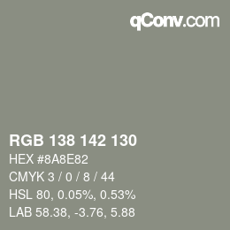 Color code: RGB 138 142 130 | qconv.com