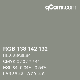 Color code: RGB 138 142 132 | qconv.com