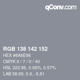 Color code: RGB 138 142 152 | qconv.com