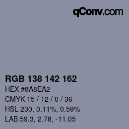 Color code: RGB 138 142 162 | qconv.com