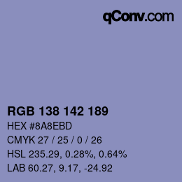 Farbcode: RGB 138 142 189 | qconv.com