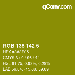 Color code: RGB 138 142 5 | qconv.com