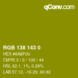 颜色代码: RGB 138 143 0 | qconv.com