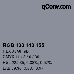 Farbcode: RGB 138 143 155 | qconv.com