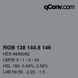 Color code: RGB 138 144.8 146 | qconv.com