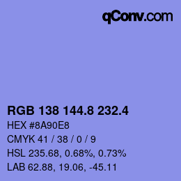 カラーコード: RGB 138 144.8 232.4 | qconv.com