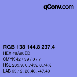 カラーコード: RGB 138 144.8 237.4 | qconv.com