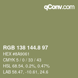 Color code: RGB 138 144.8 97 | qconv.com
