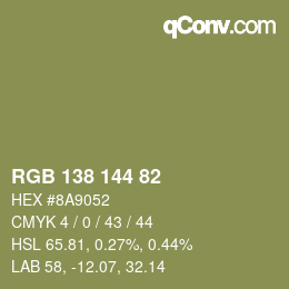 Farbcode: RGB 138 144 82 | qconv.com