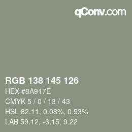 Farbcode: RGB 138 145 126 | qconv.com