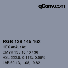 Color code: RGB 138 145 162 | qconv.com
