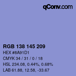 Color code: RGB 138 145 209 | qconv.com