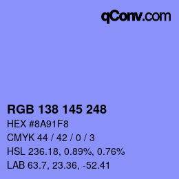 Color code: RGB 138 145 248 | qconv.com