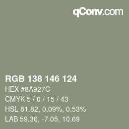 Farbcode: RGB 138 146 124 | qconv.com