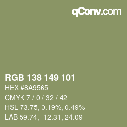 Color code: RGB 138 149 101 | qconv.com