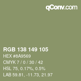 カラーコード: RGB 138 149 105 | qconv.com