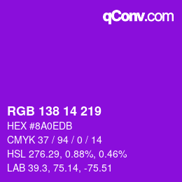 Color code: RGB 138 14 219 | qconv.com