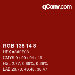 Color code: RGB 138 14 8 | qconv.com