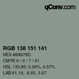 Color code: RGB 138 151 141 | qconv.com