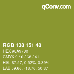 颜色代码: RGB 138 151 48 | qconv.com