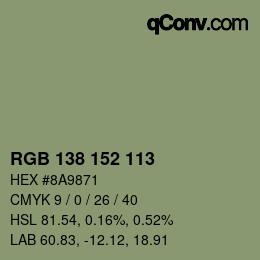 カラーコード: RGB 138 152 113 | qconv.com