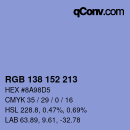 Color code: RGB 138 152 213 | qconv.com