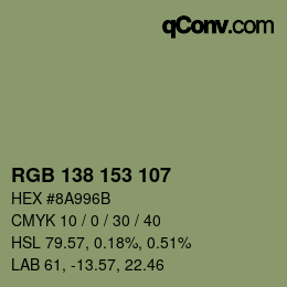 颜色代码: RGB 138 153 107 | qconv.com