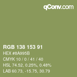 Código de color: RGB 138 153 91 | qconv.com