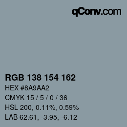 Farbcode: RGB 138 154 162 | qconv.com