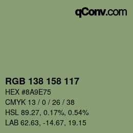 颜色代码: RGB 138 158 117 | qconv.com