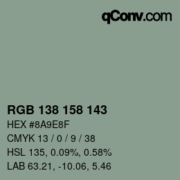 Código de color: RGB 138 158 143 | qconv.com