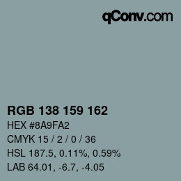 Code couleur: RGB 138 159 162 | qconv.com